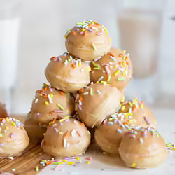 Vegan Glazed Vanilla Doughnut Holes With Funfetti Sprinkles
