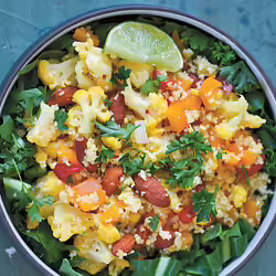 Vegan Chili-Lime Cauliflower Bowl With Couscous and Collard Greens