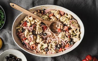 How To Make This Creamy Cauliflower Casserole With Olives And Red Onion