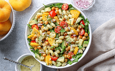 This Vegan Peach Pasta Salad Recipe Marries Sweet With Savory