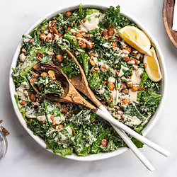 Vegan Tahini Caesar Salad With Smoked Chickpeas