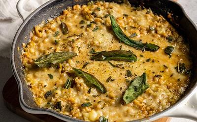 Vegan Cheesy Haricot Beans And Leeks Skillet