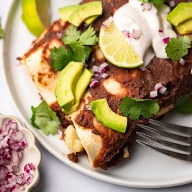 Roasted Veggie Enchiladas with Black Bean Sauce