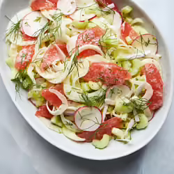 Vegan Shaved Fennel and Pink Grapefruit Salad With Cashew Dill Yogurt Dressing