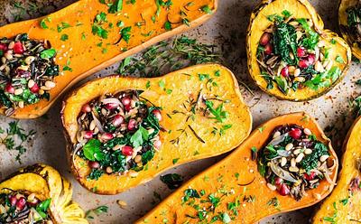 This Wild Rice-Stuffed Squash Is A Hearty And Wholesome Vegan Dinner