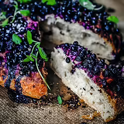 Vegan No-Knead Wild Blueberry-Oregano Bread