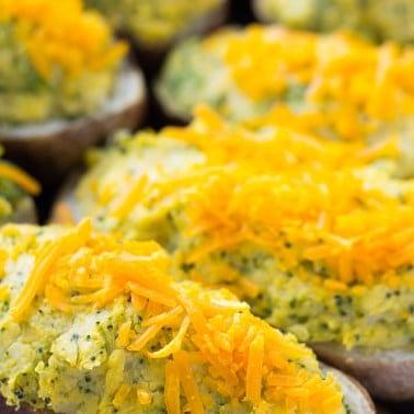 Vegan Cheesy Broccoli Twice Baked Potatoes
