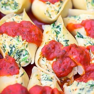 Vegan Stuffed Jumbo Shells with Spinach