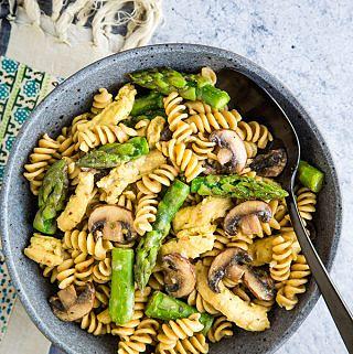 Vegan Asparagus and Mushroom Pasta