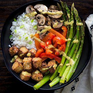 Lemon Tempeh Air Fryer Sheet Pan Dinner