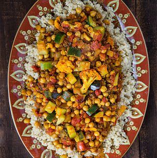 Cumin-Infused Vegetables and Chickpeas over Quinoa