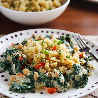 Cosmic Cashew Kale and Chickpeas with Confetti Quinoa
