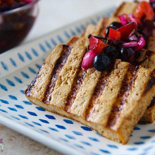 Grilled Tofu with Blueberry-Peach Salsa