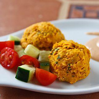 Sweet Potato Falafel with Yogurt-Tahini Sauce