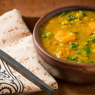 Yellow Split-Pea Soup with Sweet Potatoes and Kale
