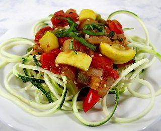 Zucchini Spirals with Fresh Vegetable Sauce