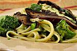 Fettuccine No-Fredo with Broccoli and Sautéed Mushrooms