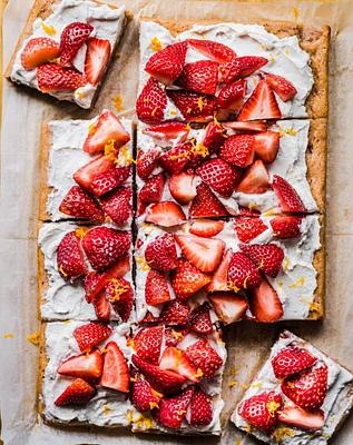 Vegan Strawberries and Cream Sheet Cake