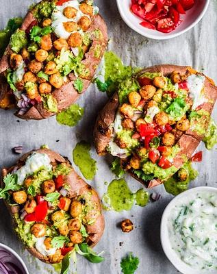Tandoori Chickpea Stuffed Sweet Potatoes