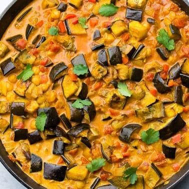 Roasted Eggplant Curry with Chickpeas