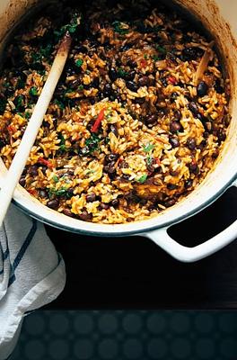 Black Beans & Rice with Roasted Poblanos and Garlic