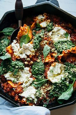 Vegan Skillet Lasagna with Homemade Almond Ricotta