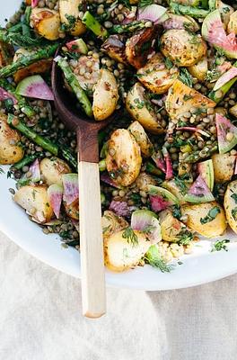 Roasted Potato Salad with French Lentils & Spring Vegetables