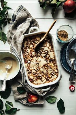 Cozy Apple Spice Baked Oatmeal with Maple Cream