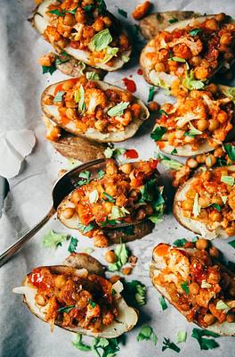 Twice Baked Potatoes with Buffalo Chickpeas & Cauliflower