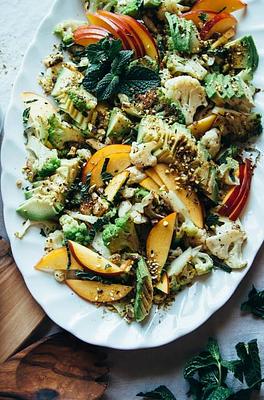 Cauliflower Salad with Nectarines & Pistachio Dukkah