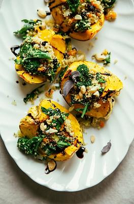 Stuffed Squash with Broccoli Rabe & Quinoa
