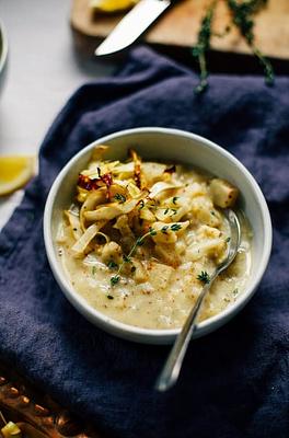 Winter Vegetable Chowder with Mustard, Lemon & Crispy Cabbage