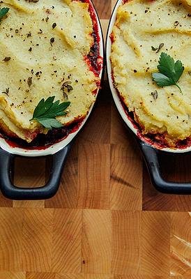 Garden Keeper’s Pie with Beets, Lentils & Creamy Celery Root Mash