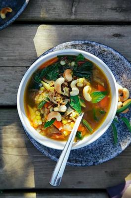 Garden Stew with Toasted Cashews & Shallots