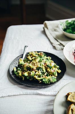 Avocado Tartare with Roasted Beets, Basil & Dukkah