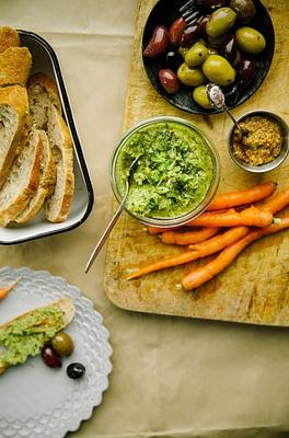 Mustard Roasted Broccoli Paté with Leeks & Lemon