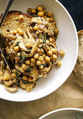 Rosemary Mushroom & Chickpea Ragout on Toast