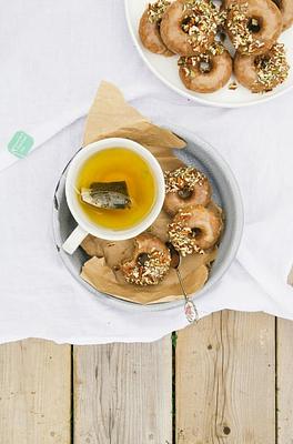 Vegan & GF Maple Doughnuts with Salted Almond Butter Glaze