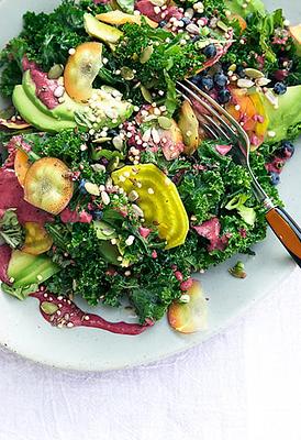 Everyday Superfood Salad with Fresh Blueberry Dressing