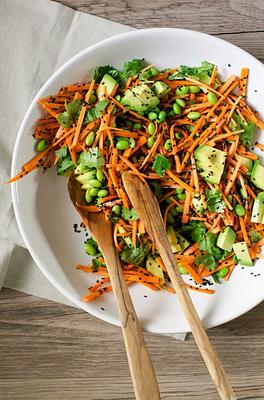 Ginger, Citrus & Sesame Carrots with Edamame