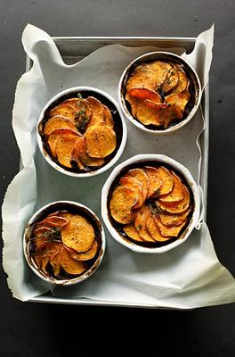 Mushroom & Stout Pot Pies with Sweet Potato Crusts