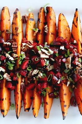 Grilled Sweet Potatoes with Cherry Salsa