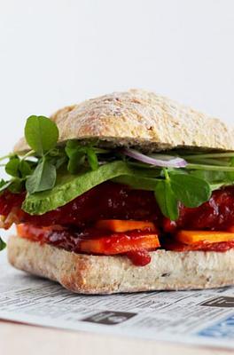 BBQ Tempeh & Sweet Potato Sandwich
