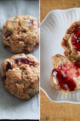 Barley Scones with Roasted Plums