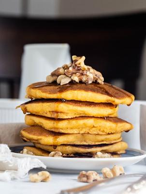 Vegan Sweet Potato Pancakes (Gluten-free, Oil-Free)