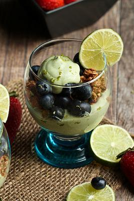 Lime Whipped Cream and Blueberry Granola Parfaits
