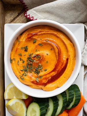 Roasted Red Pepper Hummus (Oil Free!)