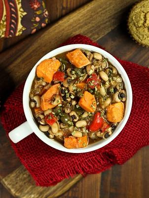 Smoky Sweet Potato Black-eyed Pea Soup