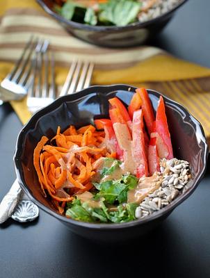 Carrot Salad with Spicy Sweet Tahini Dressing