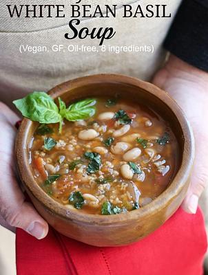 Hearty Italian White Bean Basil Soup